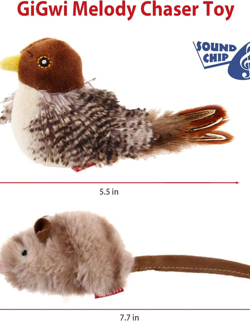 Load image into Gallery viewer, Interactive Cat Toy Squeaky, Electronic Chirpy Bird Cat Toy Feather Tail, Automatic Cat Play Squeak Toy for Boredom
