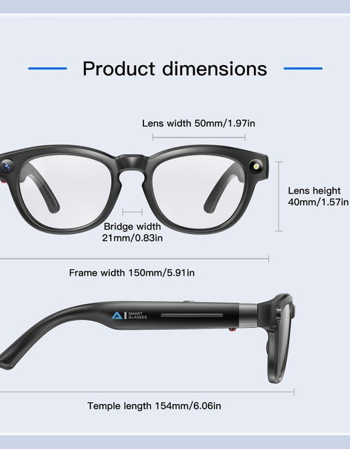 Load image into Gallery viewer, AI Smart Glasses with 1080P HD Camera, Real-Time AI Translation, and Open-Ear Bluetooth Speaker for Men and Women
