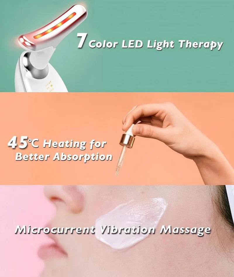 7-In-1 Neck Face Massager, 7 Color Led Face Neck Massage for Skin Care at Home, Portable Facial Massager,Face Sculpting Tool,Multifunctional Vibration