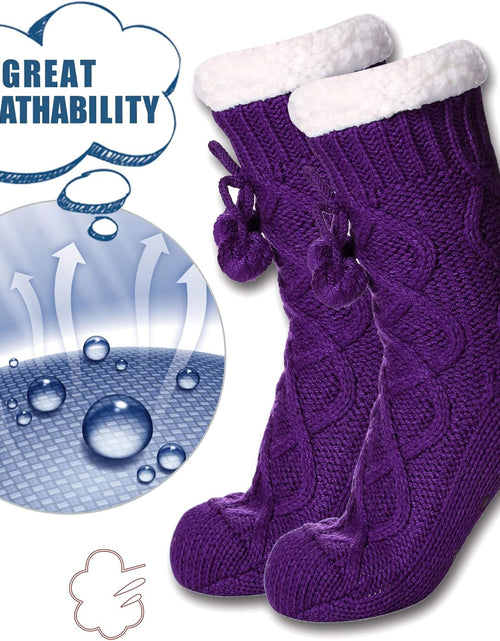 Load image into Gallery viewer, Womens Non Slip Slipper Socks Winter Warm Soft Cozy Fuzzy Fleece-Lined Grippers Home Socks
