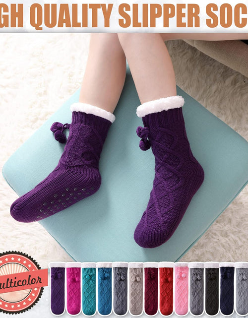 Load image into Gallery viewer, Womens Non Slip Slipper Socks Winter Warm Soft Cozy Fuzzy Fleece-Lined Grippers Home Socks
