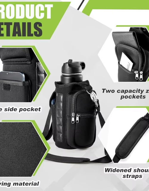 Load image into Gallery viewer, Magnetic Water Bottle Carrier with Phone Pocket and Shoulder Strap - Features 6 Built-In Magnets
