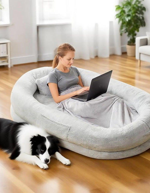 Load image into Gallery viewer, XL Orthopedic Faux Fur Dog Bed for Adults and Pets | Cozy Lounger with Pillow and Blanket | Washable Bedding, Ideal Gift for Pet Enthusiasts
