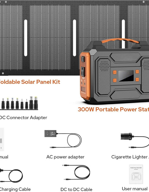 Load image into Gallery viewer, 300W Portable Solar Generator with 60W Foldable Solar Panel and 280Wh Pure Sine Wave Power Station
