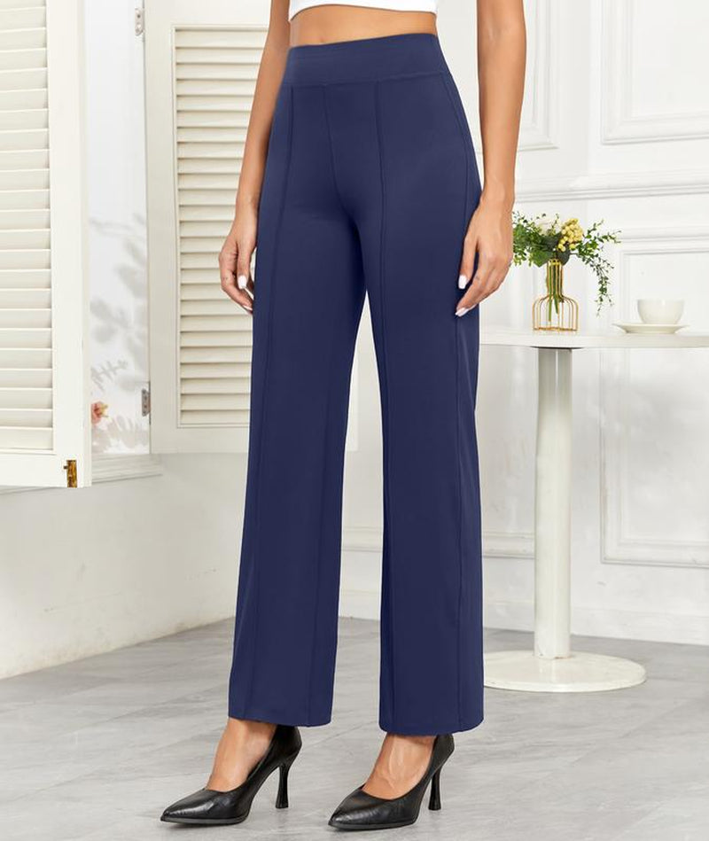 Agenlulu Women's Wide Leg Dress Pants - Elastic High Waist Straight Leg Business Casual Office Slacks