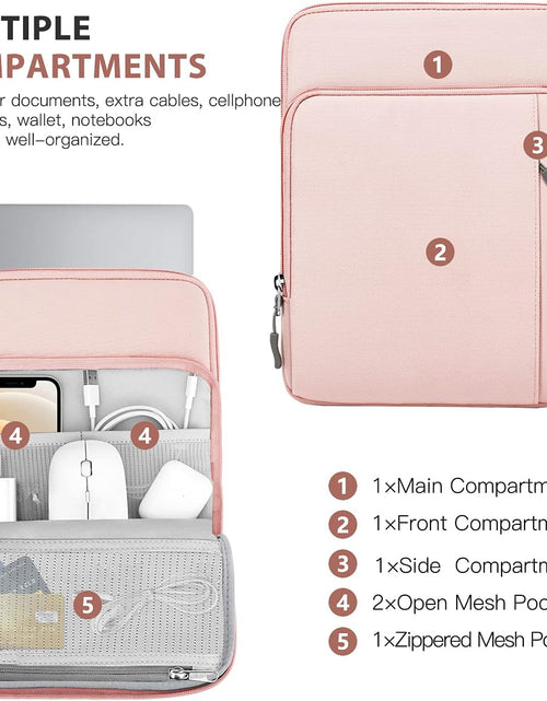Load image into Gallery viewer, 13.3-14 Inch Laptop Sleeve Case Carrying Bag with Pockets for Surface Pro 9/8/X, Macbook Air 2022-2018, Macbook Pro M2 14&quot; /13&quot; M2/M1 Pro/M1 Max 14.2 2023-2021, Galaxy Tab S9+/S8+ 12.4&quot;,Pink
