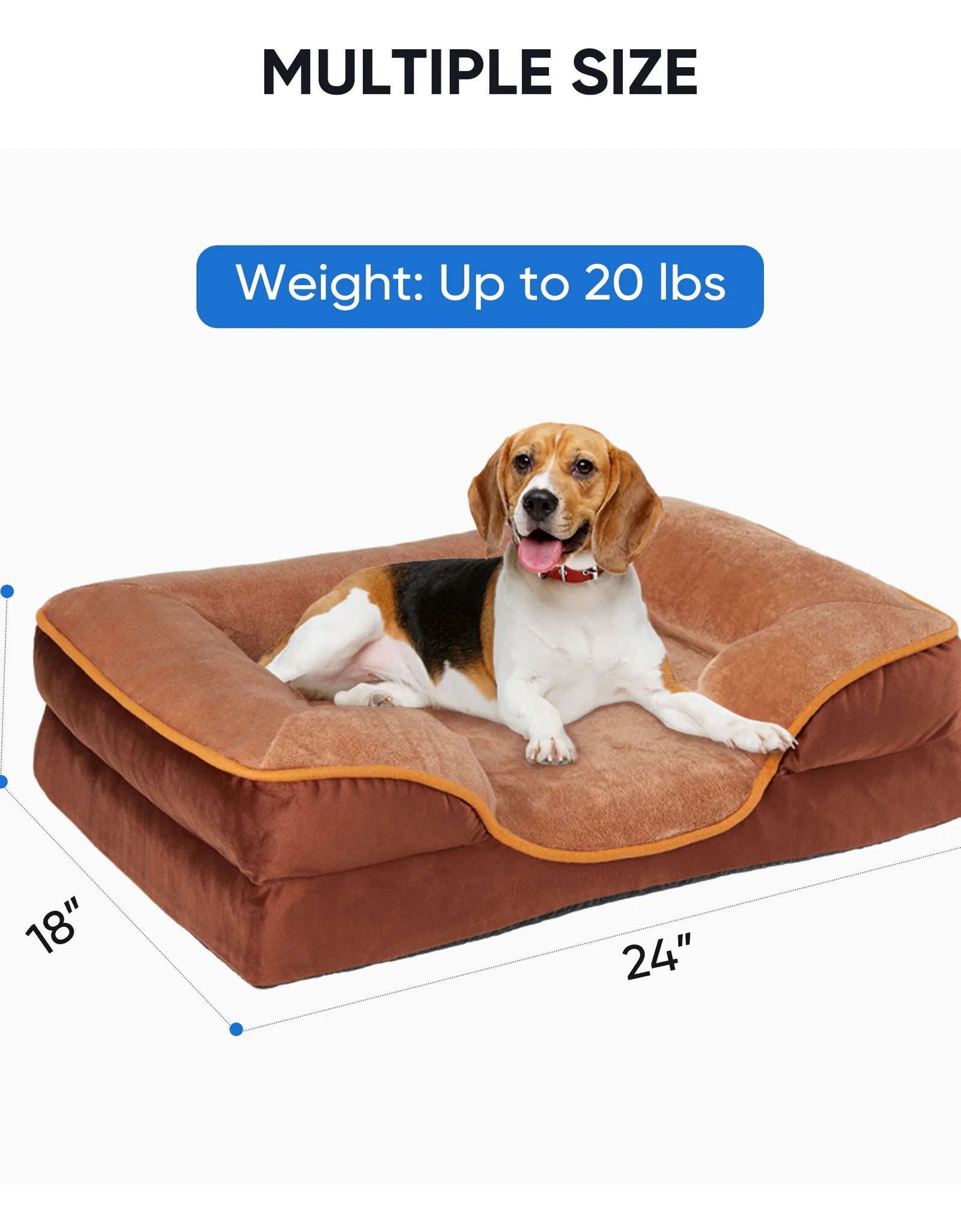 Dog Bed, 42"X32" Orthopedic Dog Sofa Bed Extra Large, Supportive Foam Pet Couch Bed with Removable Washable Cover, Brown