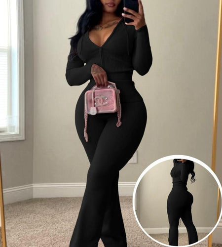 Usboutique Women's Chic 2-Piece Sweatsuit - Yellow Zip-Up Hoodie with Pockets and Flare Yoga Pants, Trendy Lounge Set for Casual Fall/Winter Wear, Athleisure Apparel