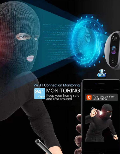 Load image into Gallery viewer, 3MP Smart Life Tuya 1080P Wi-Fi Doorbell Eye Peephole Camera with 5000mAh Battery, PIR Motion Detection, IR Night Vision, Alexa and Google Assistant Compatible
