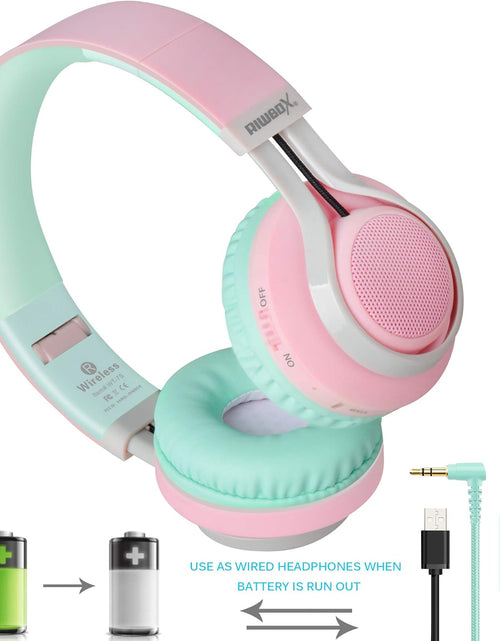 Load image into Gallery viewer, WT-7S Bluetooth Headphones Light Up, Foldable Stero Wireless Headset with Microphone and Volume Control for Pc/Cell Phones/Tv/Ipad (Pink Green)
