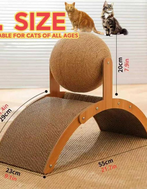 Load image into Gallery viewer, Arch Bridge Ball Design Cat Scratching Board - Durable Wood Stand with Sisal Rope Ball Scratcher Toy for Cats, Wear-Resistant Pet Supplies
