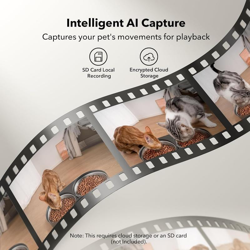 PETLIBRO Smart Automatic Cat Feeder with Camera for Dual Pet Use, 1080P HD Video and Night Vision, 5G WiFi Connectivity, Two-Way Audio, Low Food and Motion Alerts, Dual Tray Design, 5L Capacity, Black